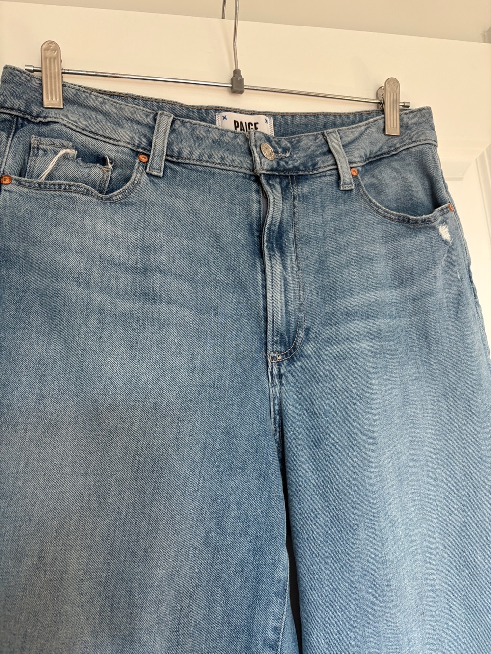 PAIGE Anessa sz 30 High Rise Ankle Wide Leg Jeans cropped Distressed - Picture 4 of 14